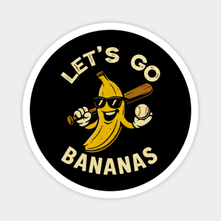Let’s Go Bananas — Retro Banana Baseball Magnet